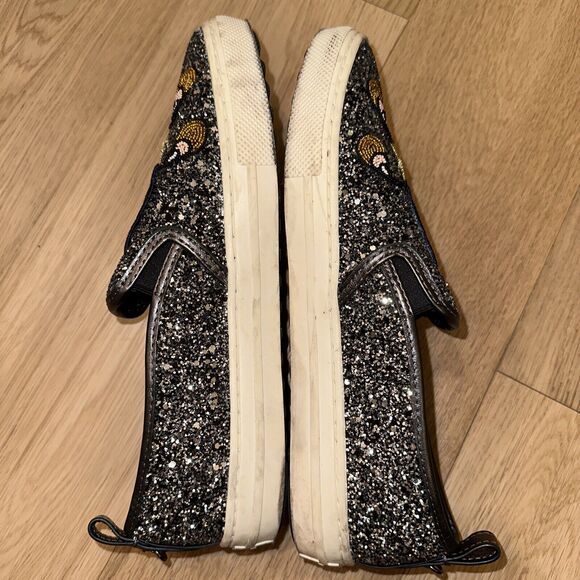 COACH Shooting Star Glitter Sneakers Signature Shoe 10 B Coated Canvas Platform - Picture 7 of 9